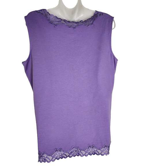 Coldwater Creek Womens Tank Top Longer Length Double Lace Sleeveless Lavender XL - Picture 2 of 9
